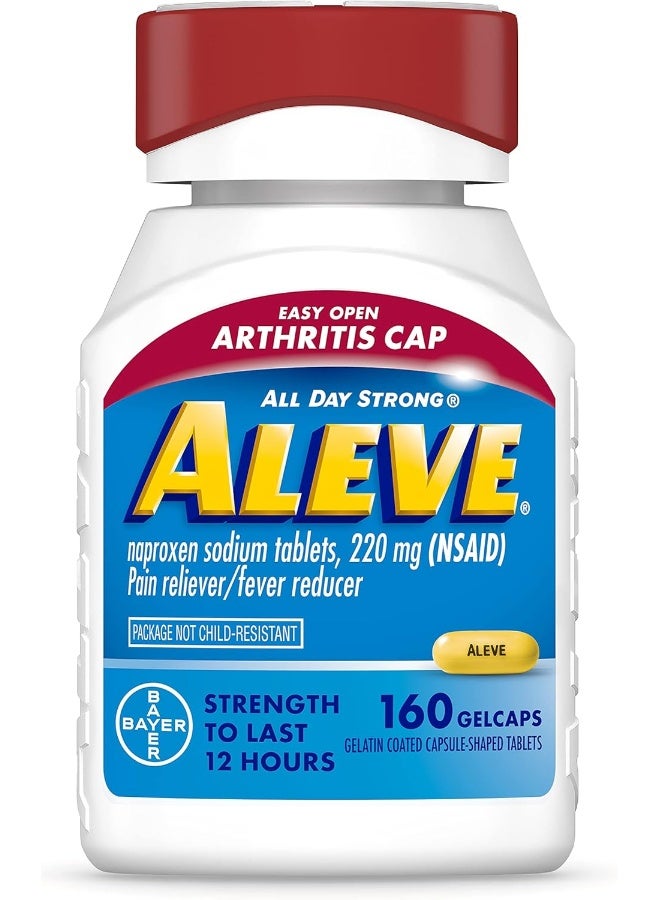 Aleve Arthritis Gelcap, Fast Acting All Day Pain Relief for Headaches, Muscle Aches, and Fever Reduction, Naproxen Sodium Gelcaps, 220 mg, Yellow, 160 Count - Image 1